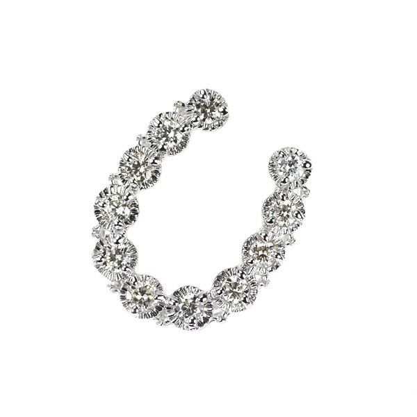 K18WG ダイヤモンド ペンダントトップ 0.17ct 馬蹄 ホースシュー