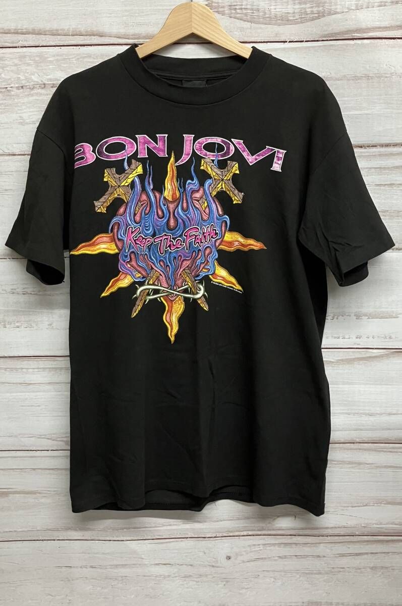 BROCKUM BONJOVI ブロッカム ボンジョビ90年代 ヴィンテ-ジ 半袖Tシャツ メンズサイズ L ブラック系