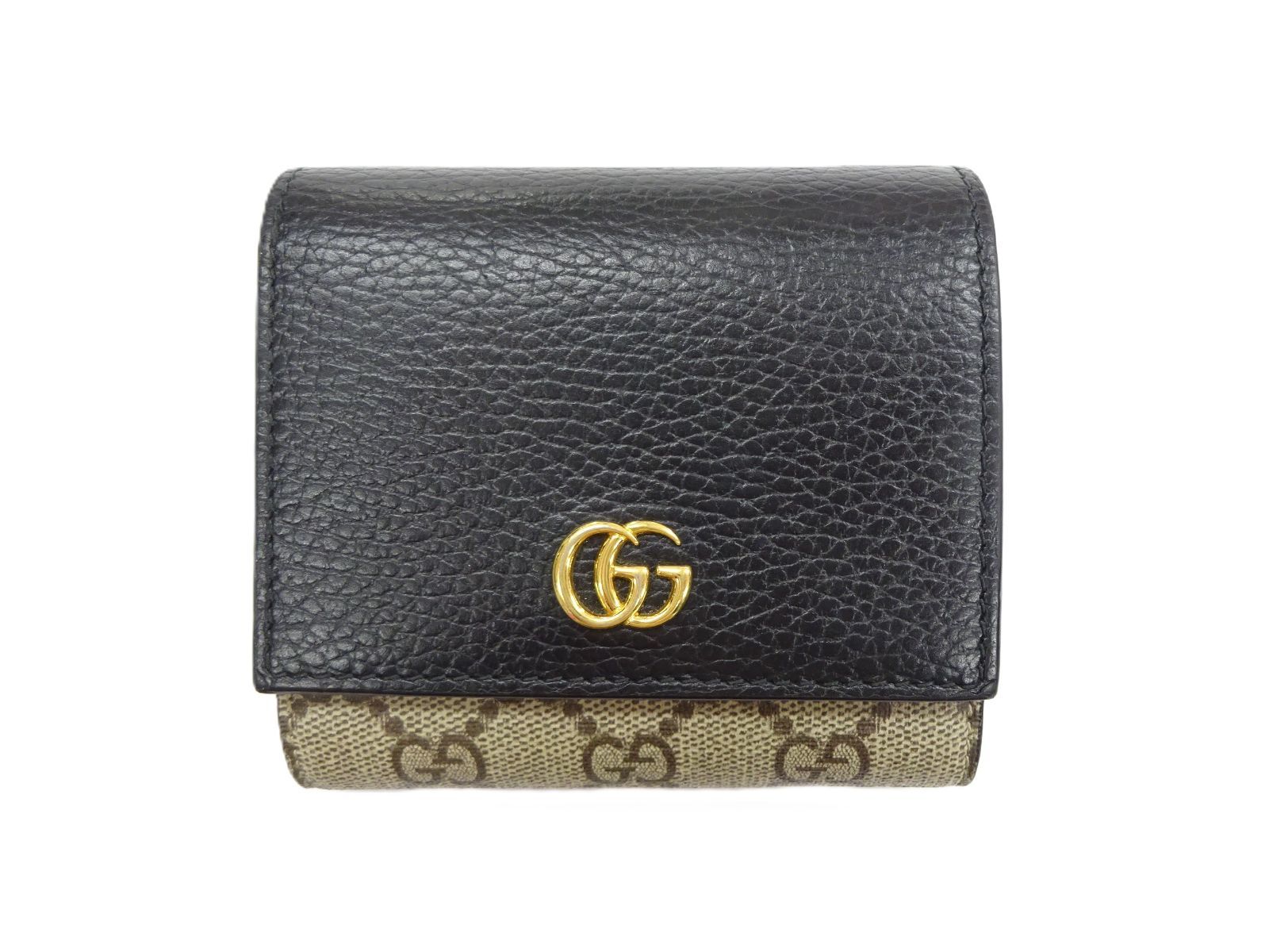 箱付 GUCCI グッチ GGマーモント ダブルG ミディアム コンパクト財布