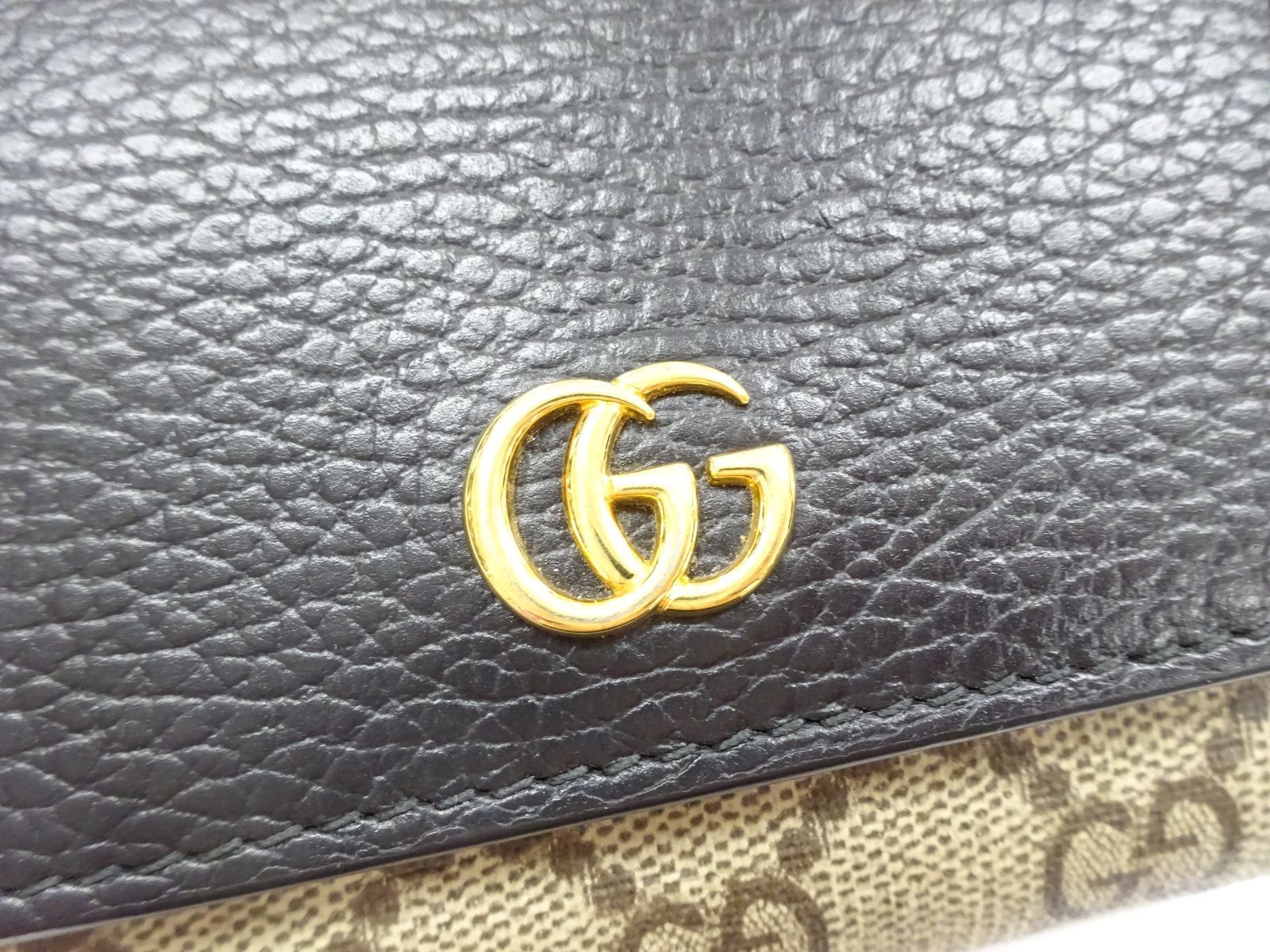 箱付 GUCCI グッチ GGマーモント ダブルG ミディアム コンパクト財布