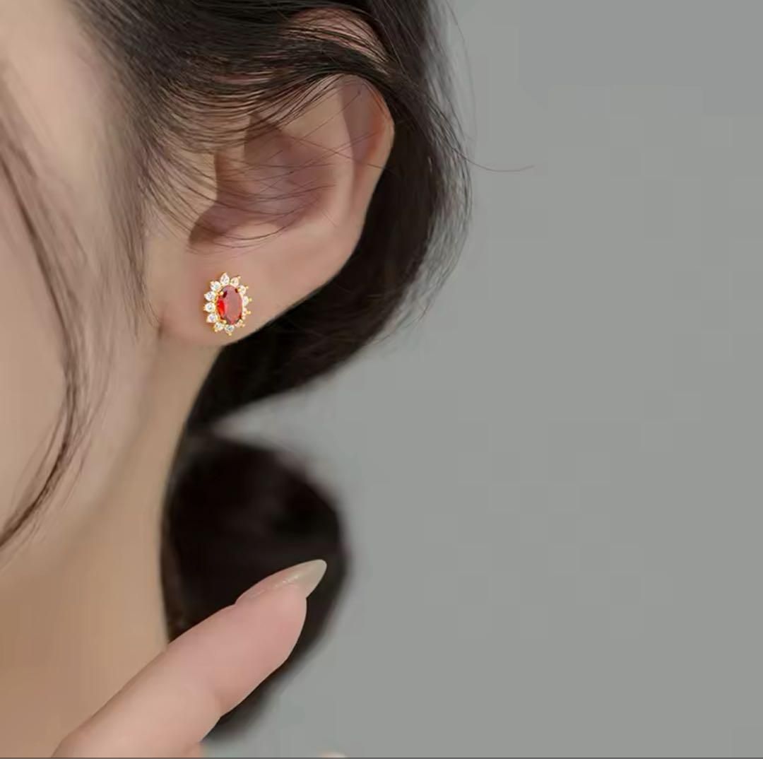 188P 【太陽モチーフ】オレンジサファイア ピアス 18Kコート S925 金
