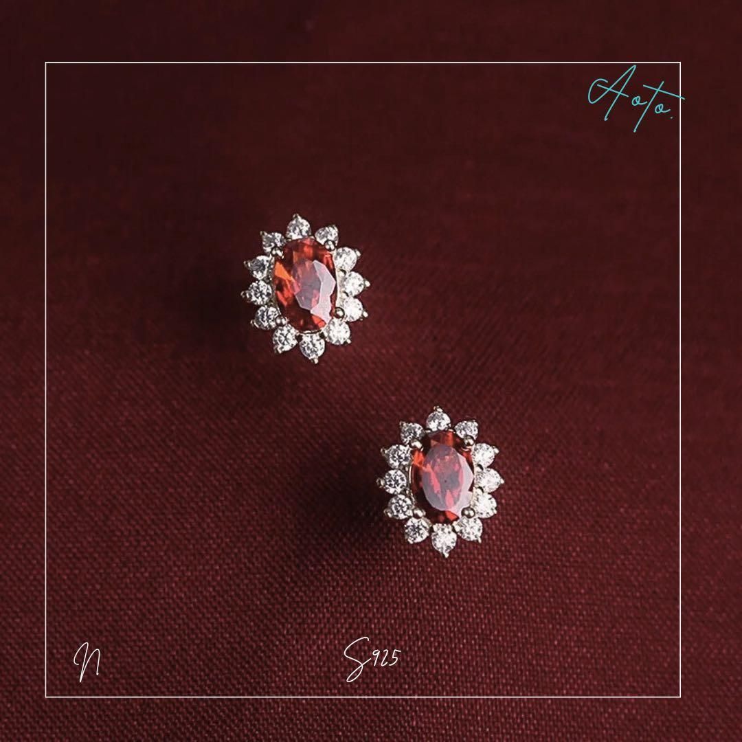 188P 【太陽モチーフ】オレンジサファイア ピアス 18Kコート S925 金