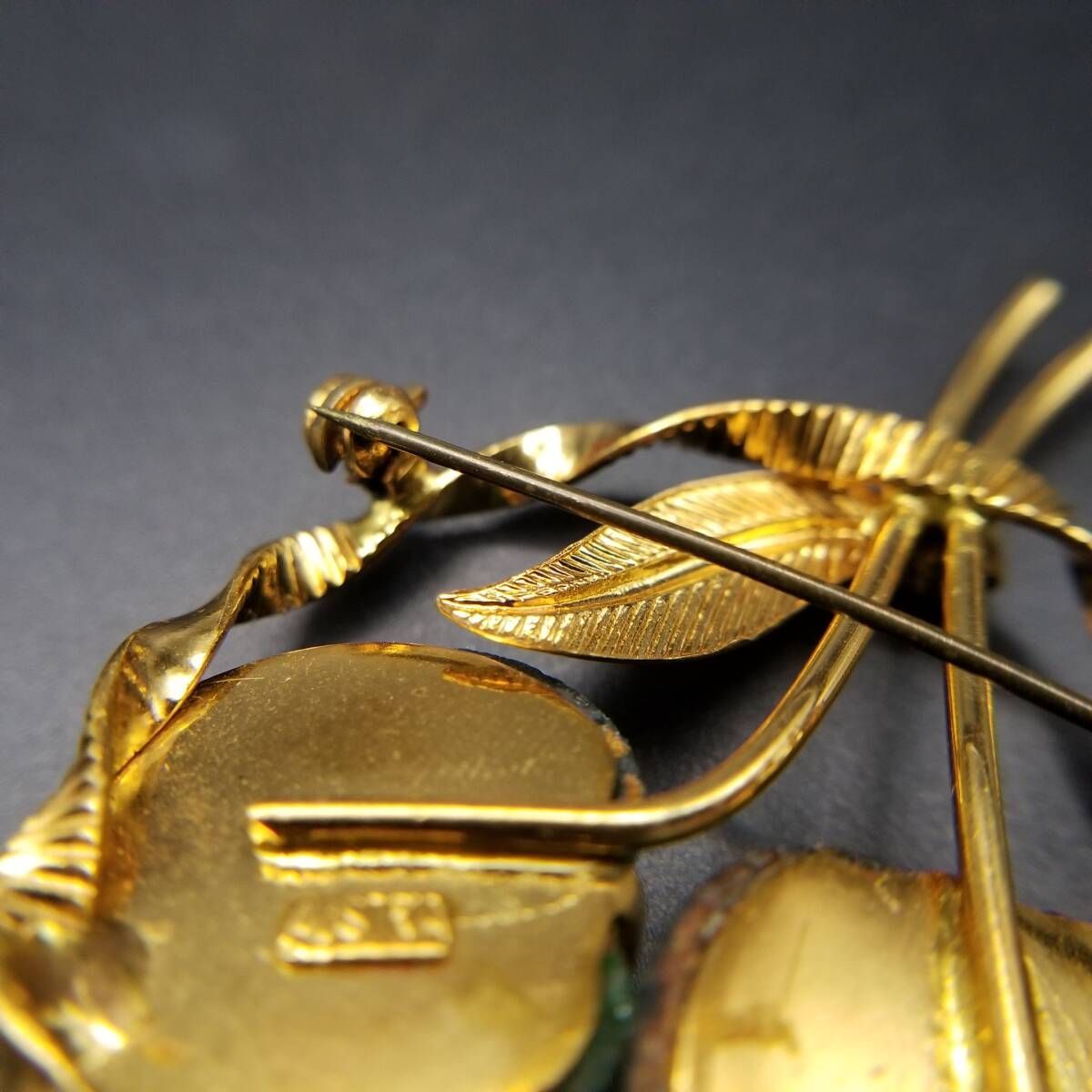 40'-60's オーストリア ヴィンテージ 摺りガラス 緑のさくらんぼ