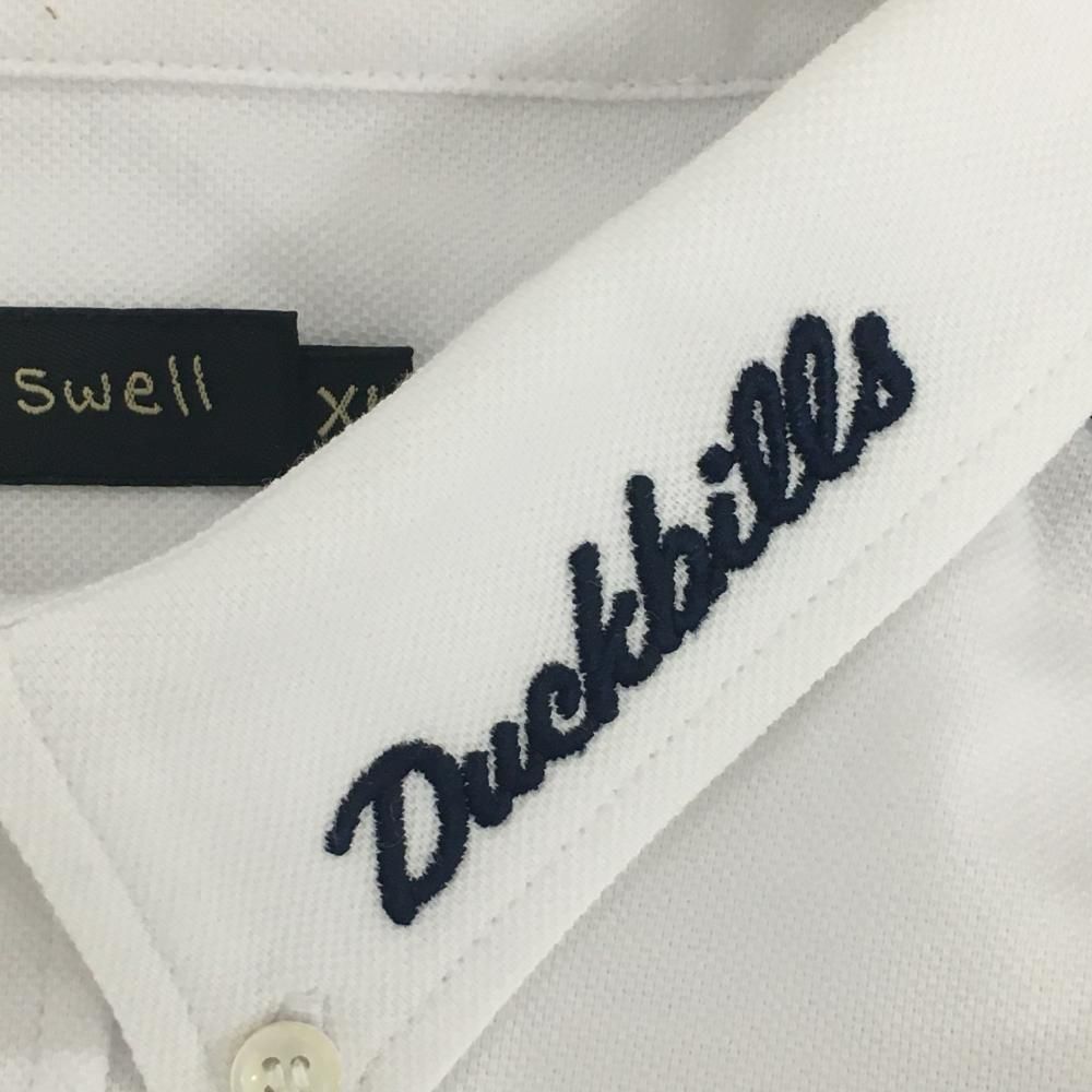 ラフアンドスウェル 長袖シャツ 白×ネイビー 袖切替 ボタンダウン