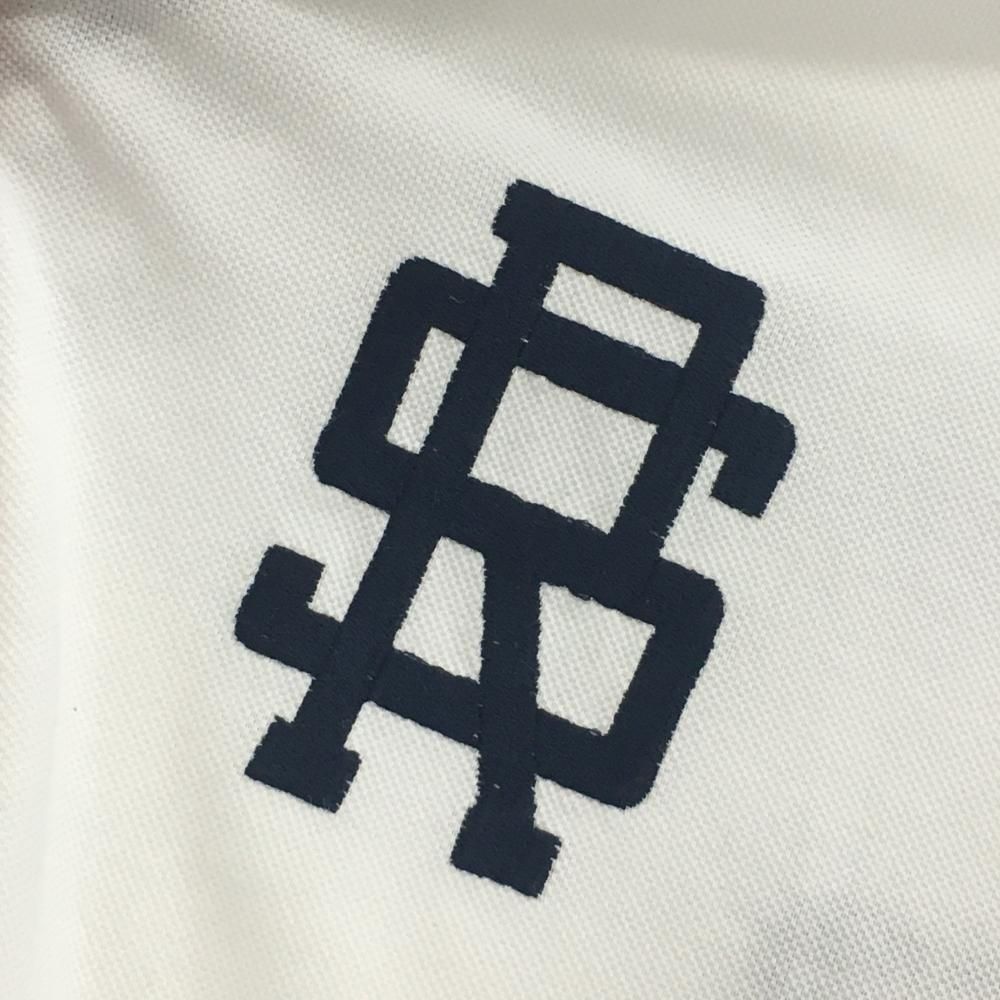 ラフアンドスウェル 長袖シャツ 白×ネイビー 袖切替 ボタンダウン