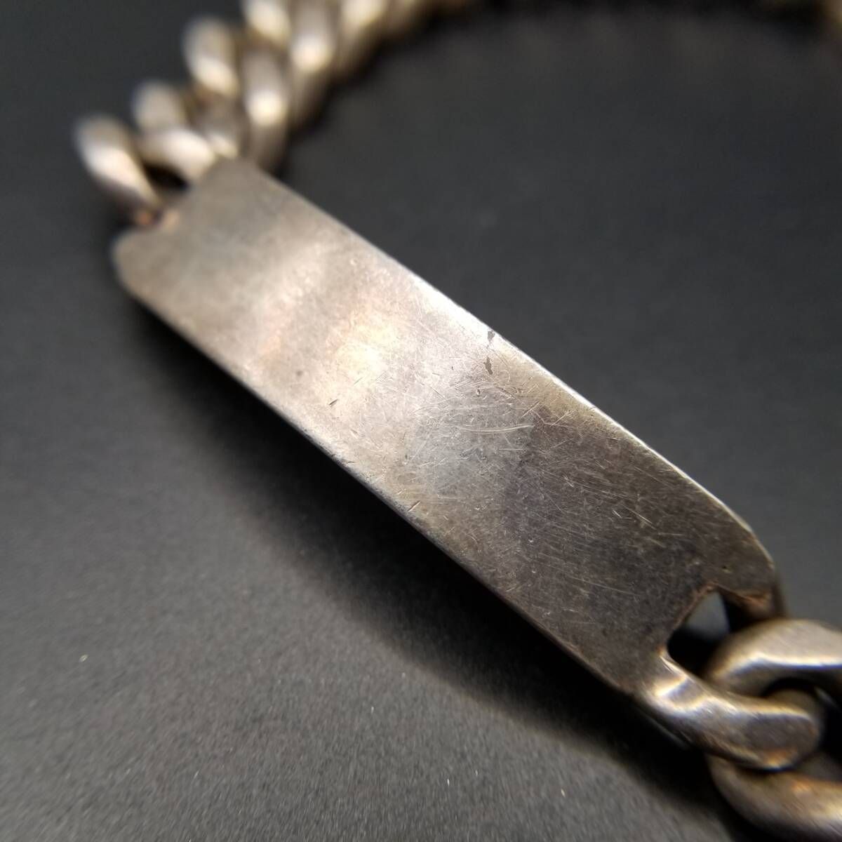 IDタグ 長方形プレート 925 シルバー ヴィンテージ ブレスレット ベーシック 重厚感 ゴツめ モノグラム無し Chunky Cuban Link Y 22 I