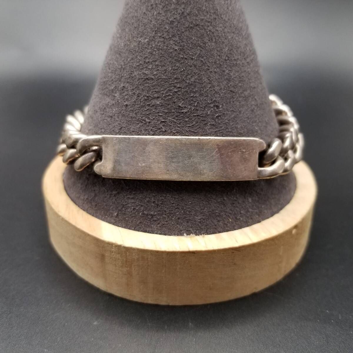 IDタグ 長方形プレート 925 シルバー ヴィンテージ ブレスレット ベーシック 重厚感 ゴツめ モノグラム無し Chunky Cuban Link Y 22 I