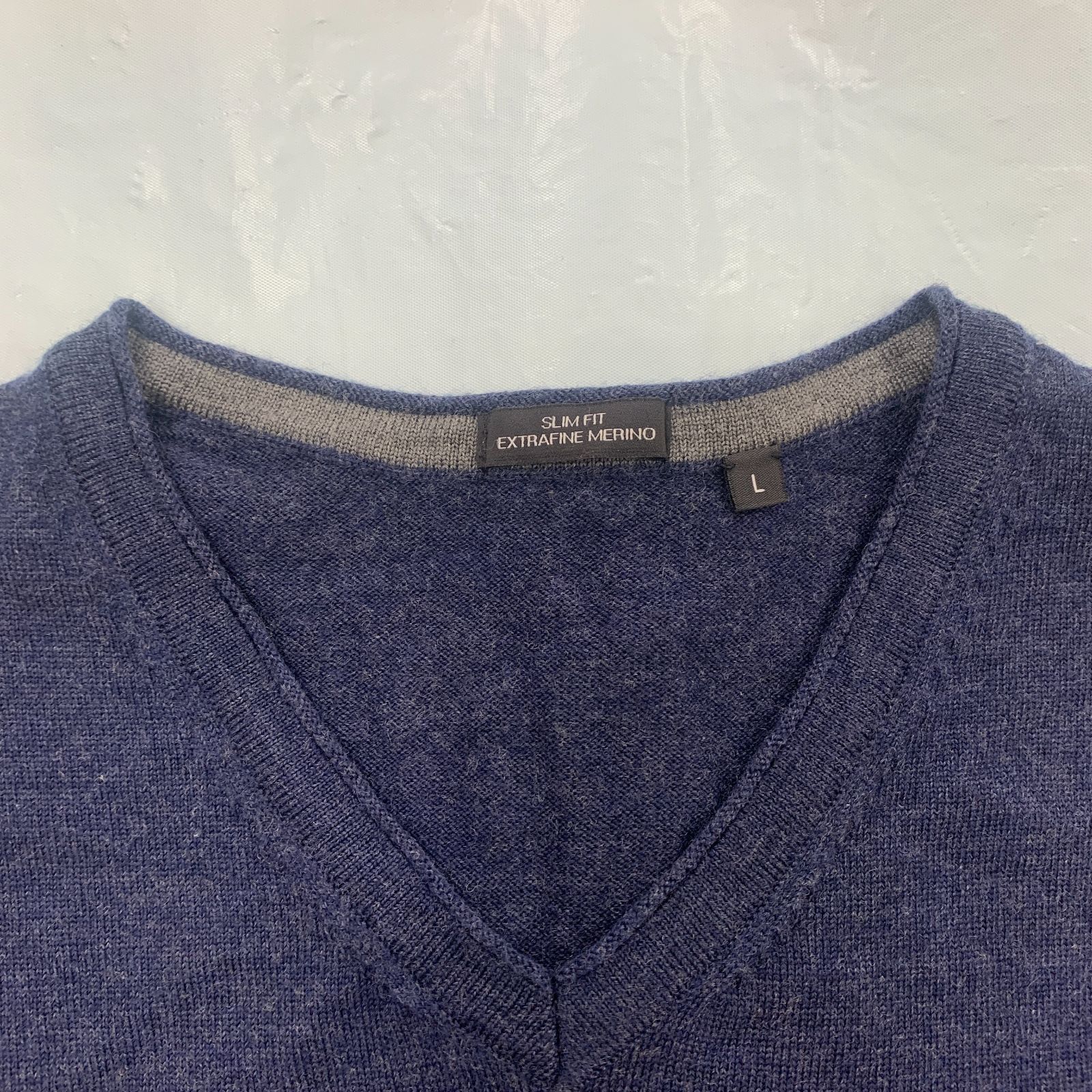 美品！【BOSS／ボス】メンズ L Vネックニット EXTRAFINE MERINO ウール 
