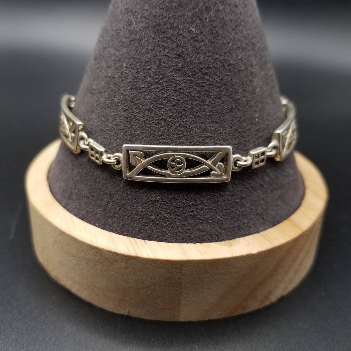 ハートの矢印 フローラル パネルチェーン 925 シルバー ヴィンテージ ブレスレット 銀 レトロ ジュエリー ユニセックス Y 22 M