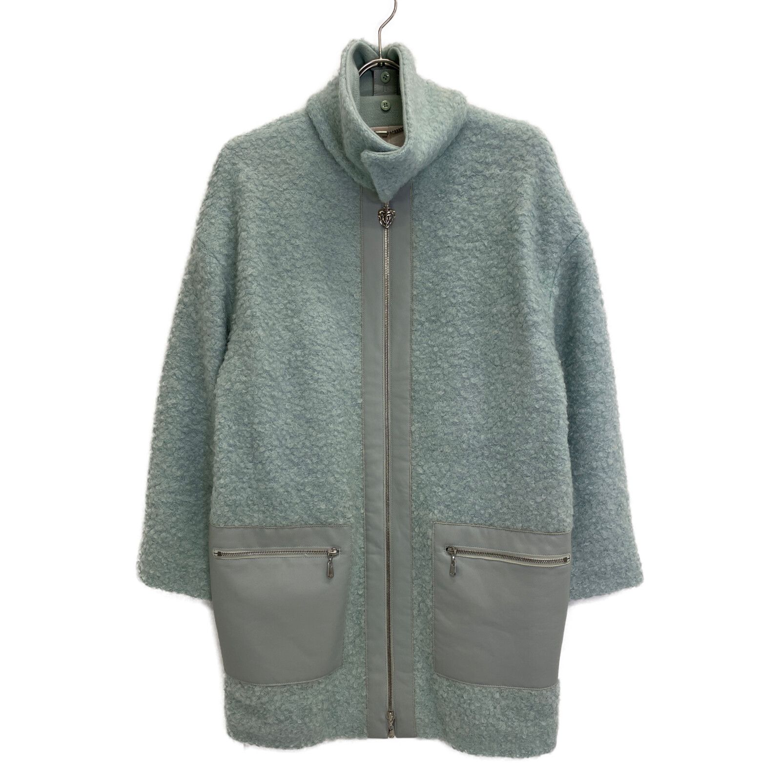 ESCADA エスカーダ ﾗｲﾄﾌﾞﾙｰ 5014078 ﾓﾍｱｳｰﾙ ﾎﾞｱ 2WAY ｺｰﾄ 34 - メルカリ