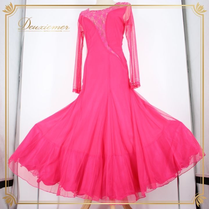 社交ダンス 衣装 スタンダード ドレス ワンピース パーティ衣装 ピンク