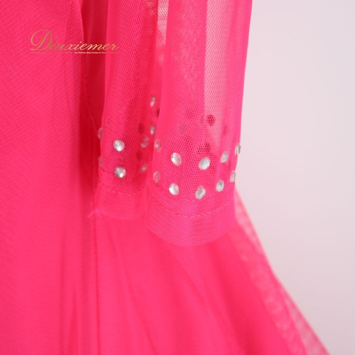 社交ダンス 衣装 スタンダード ドレス ワンピース パーティ衣装 ピンク