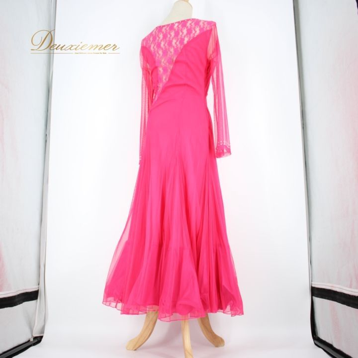 社交ダンス 衣装 スタンダード ドレス ワンピース パーティ衣装 ピンク