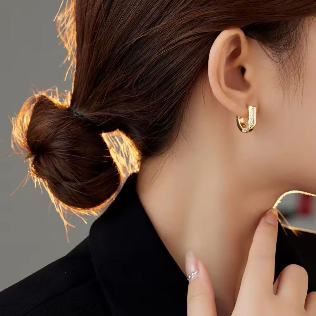 存在感×上品】大人の大ぶりU字フープピアス S925 K18コーティング