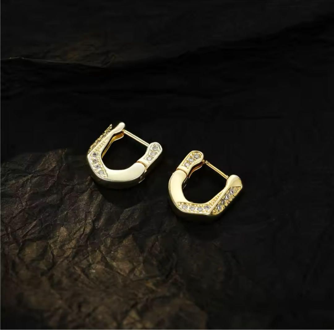 存在感×上品】大人の大ぶりU字フープピアス S925 K18コーティング