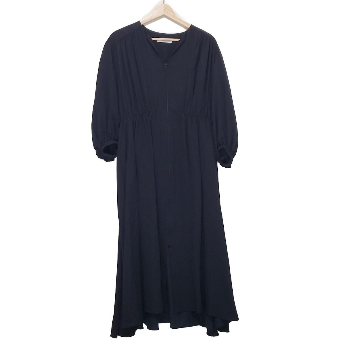 ebure エブール ワンピース サイズ38 M レディース 黒 長袖 ロング ジップアップ