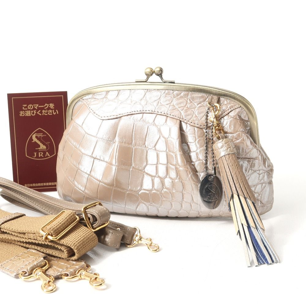 クロコダイル　レザー　JRA セカンド　クラッチ　ショルダー　バッグ □未使用品□CROCODILE クロコダイル ショルダーバッグ クロコダイル