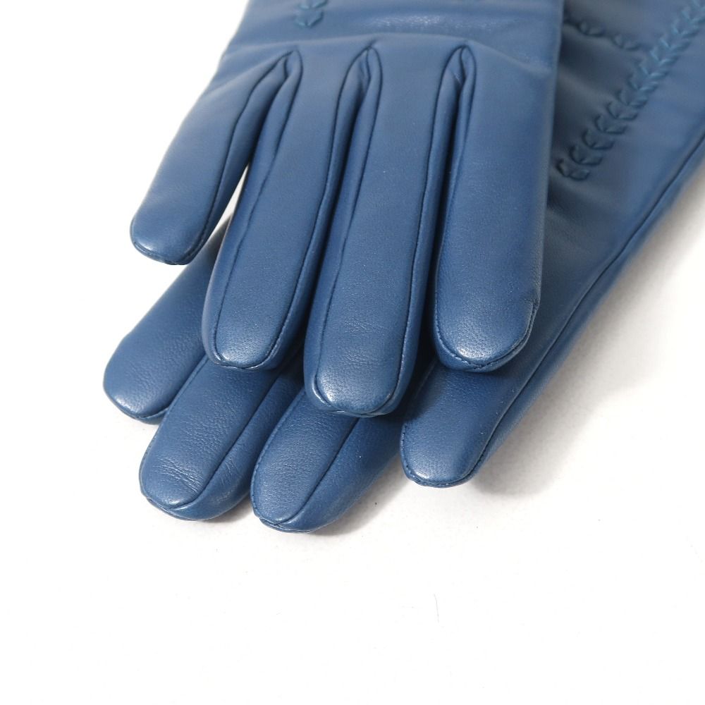 □美品□HERMES エルメス 手袋 サイズ7 Hロゴ ラムレザー 裏地 ： 総