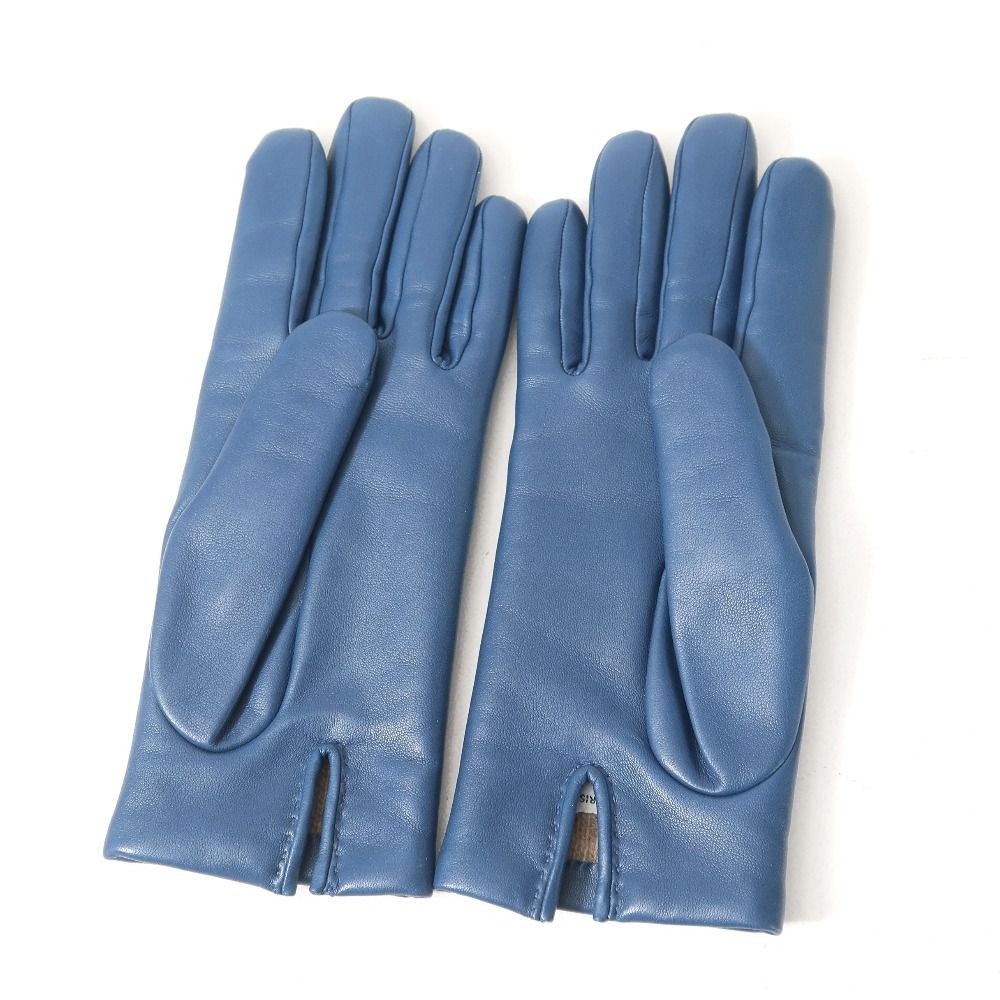 □美品□HERMES エルメス 手袋 サイズ7 Hロゴ ラムレザー 裏地 ： 総