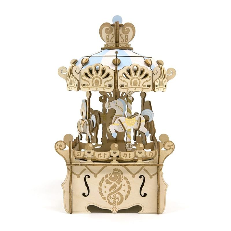  彡ki-gu-mi オルゴール メリーゴーランド - 小学生 から 大人 まで 楽しめる 木製 3 D 立体パズル DIY 工作キット 男の子 女の子 の 知育玩具 立体アート として 大人の プレゼント にも最適 知育玩具 ベビー キッズおもちゃ