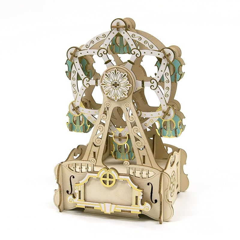 彡ki gu mi オルゴール 観覧車 小学生 から 大人 まで 楽しめる 木製 3 D 立体パズル DIY 工作キット 男の子 女の子 の 知育玩具 立体アート として 大人の プレゼント にも最適