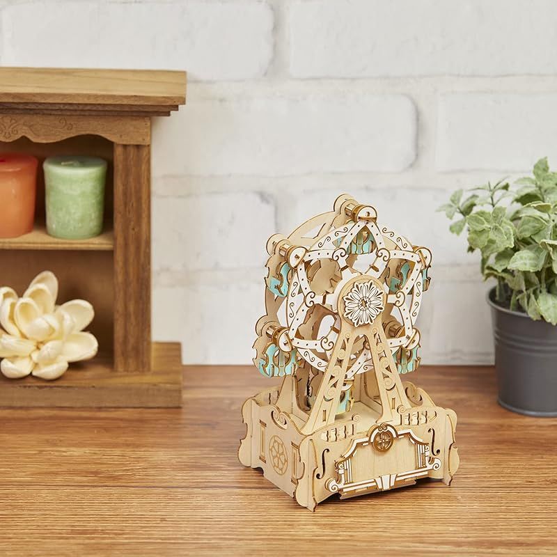  彡ki-gu-mi オルゴール 観覧車 - 小学生 から 大人 まで 楽しめる 木製 3 D 立体パズル DIY 工作キット 男の子 女の子 の 知育玩具 立体アート として 大人の プレゼント にも最適 知育玩具 ベビー キッズおもちゃ
