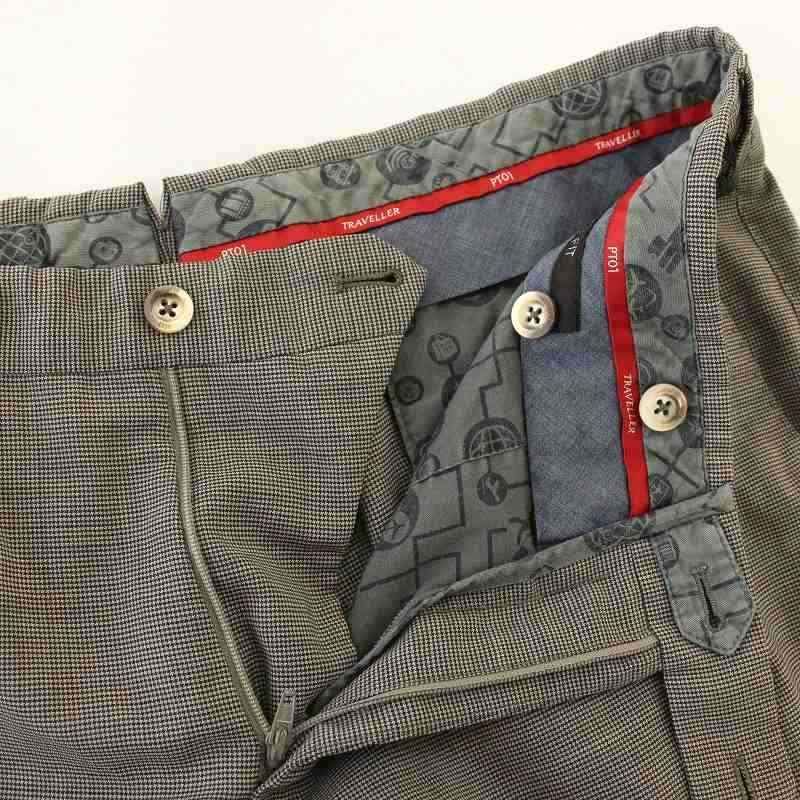 ピーティーゼロウーノ PT01 EVO FIT スラックス パンツ チェック柄