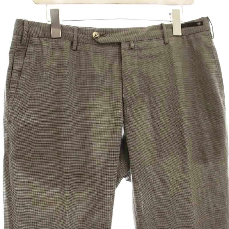 極美品 PT01 EVO FIT ストレッチ 高級 スラックス パンツ 48 ピーティーゼロウーノ PT01 EVO FIT スラックス パンツ チェック柄