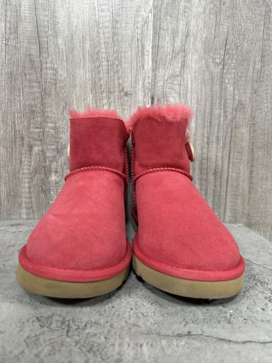 UGG アグ シープスキン ミニ ベイリーボタン II ムートン ブーツ size 25 cm カーキ レディース