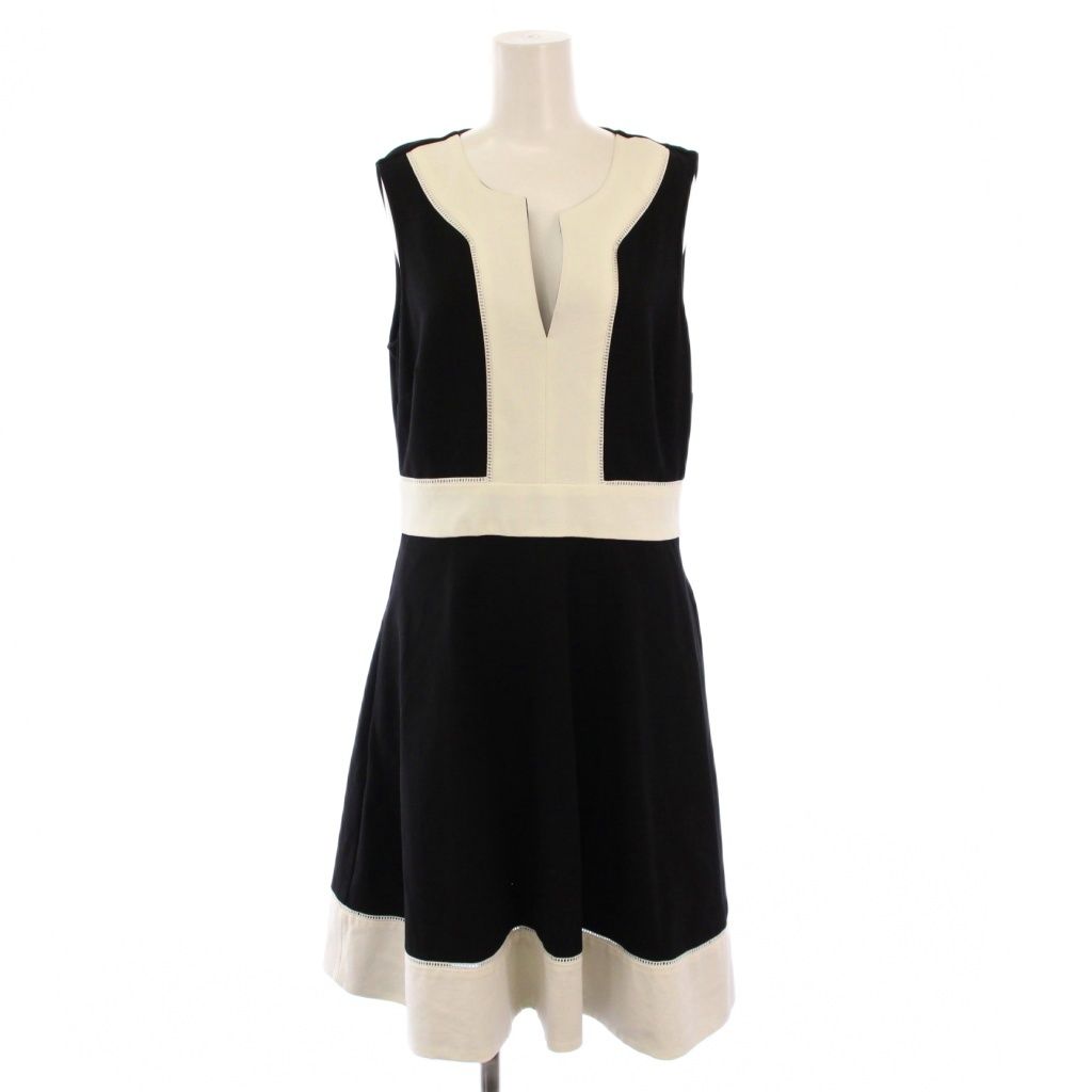 ケイトスペード KATE SPADE Color block Ponte Dress ブロックポンテドレス フ ワンピース ひざ丈 ノースリーブ スキッパー バイ 6 黒 ブラック 白 ホワイト BB