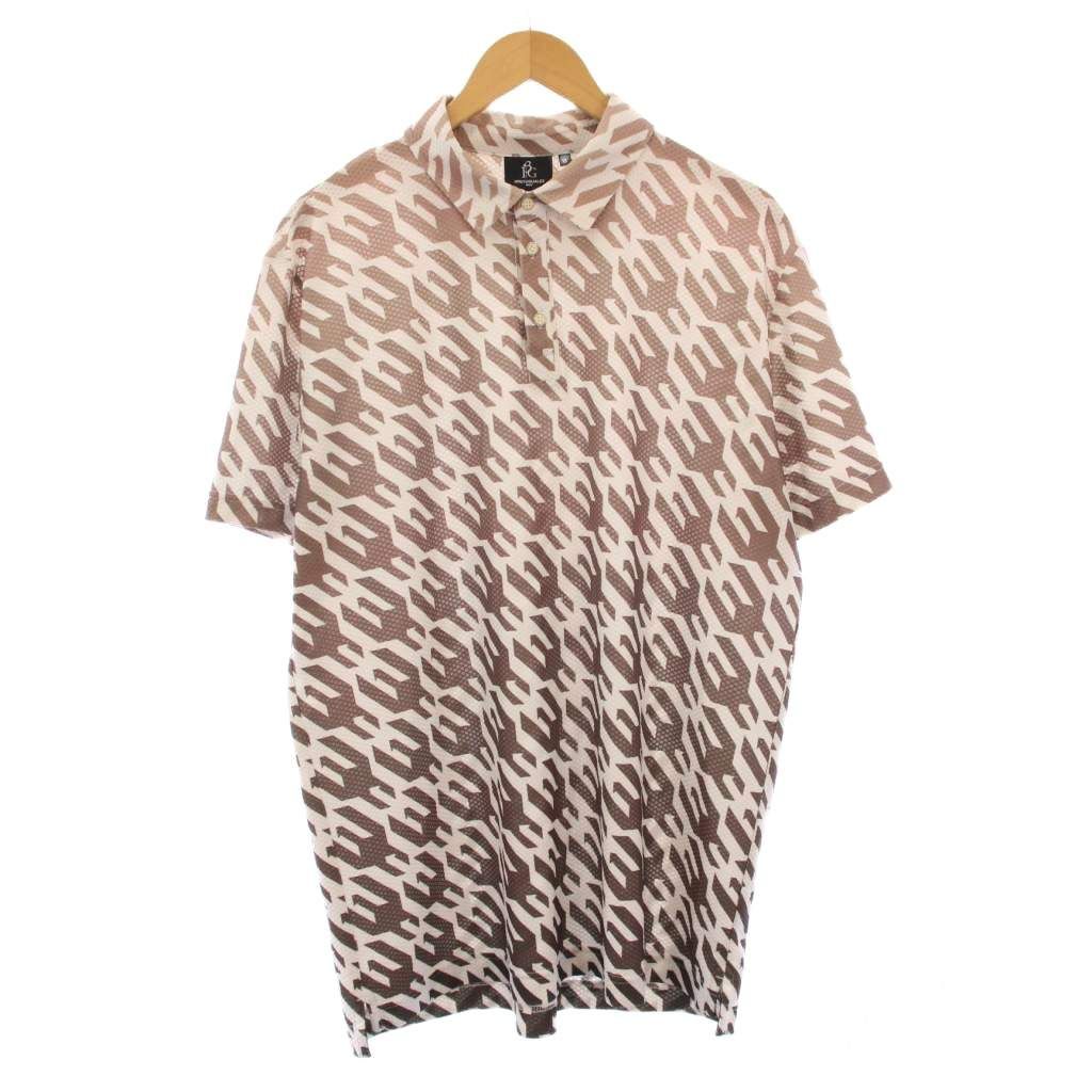 ウノピュウノウグァーレトレ GOLF ゴルフウェア ポロシャツ 半袖 レギュラー ハーフボタン ストレッチ グラデーション 総柄 VI 茶 ブラウン ベージュ 白 ホワイト BB