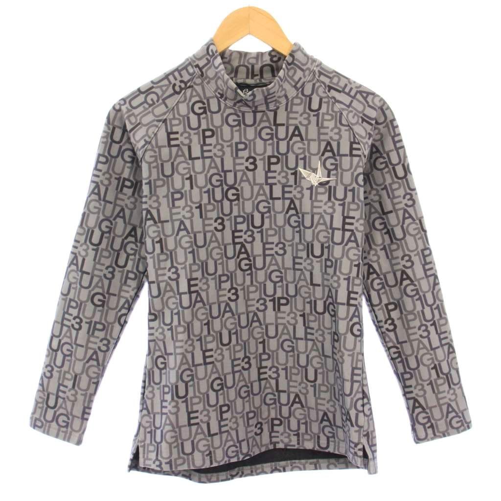 新品ウノピュウ1piu1uguale3GOLF/ランダムロゴワンピース/グレー2 ウノピュウノウグァーレトレ 1PIU1UGUALE3 GOLF FULL LOGO MOCK