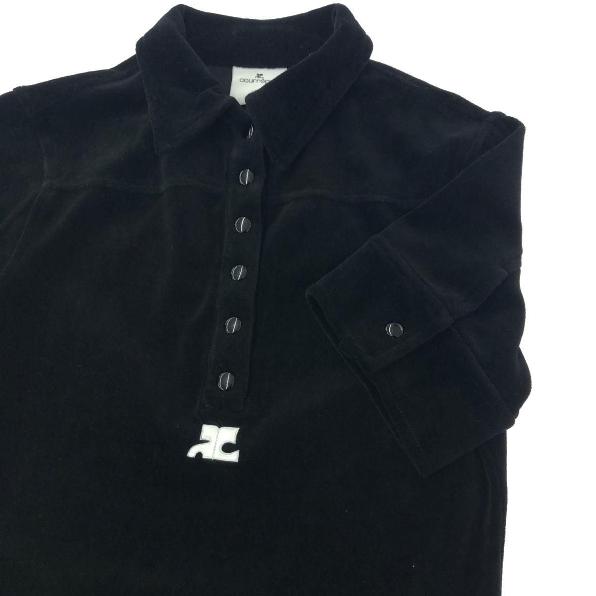 Courreges クレージュ 襟付きベロアトップス サイズ:1 ハーフボタン/エストネーション/サザビーリーグ    ブラック レディース / 240001173263 Courreges クレージュ 襟付きベロアトップス サイズ:1 ハーフボタン