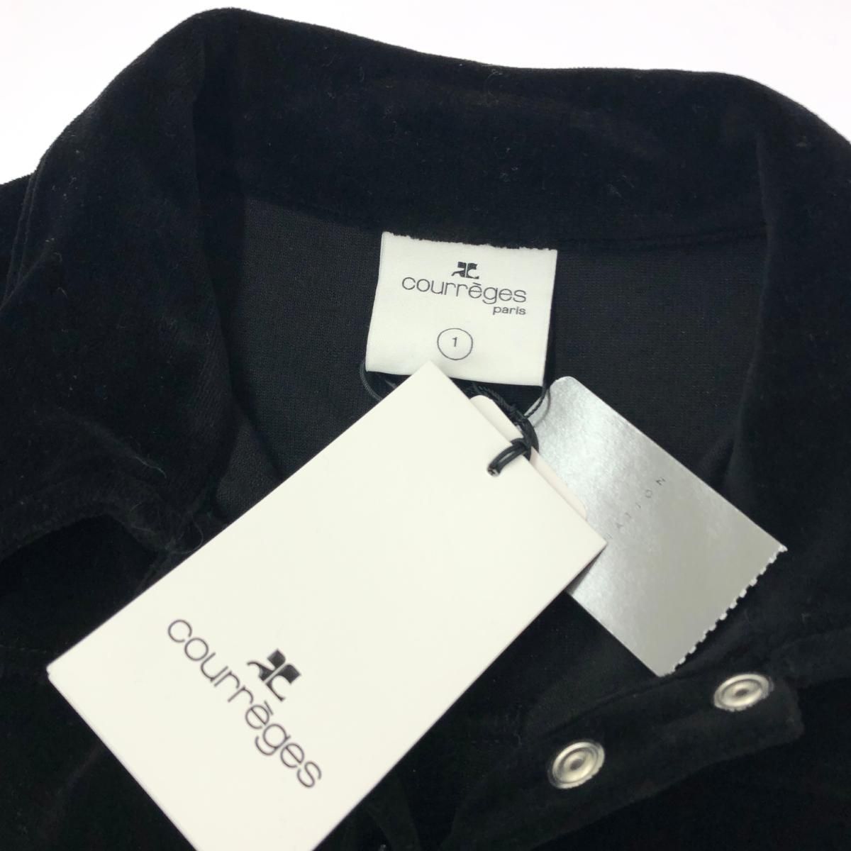 Courreges クレージュ 襟付きベロアトップス サイズ:1 ハーフボタン/エストネーション/サザビーリーグ    ブラック レディース / 240001173263 Courreges - Courreges クレージュ 襟付きベロアトップス サイズ:1