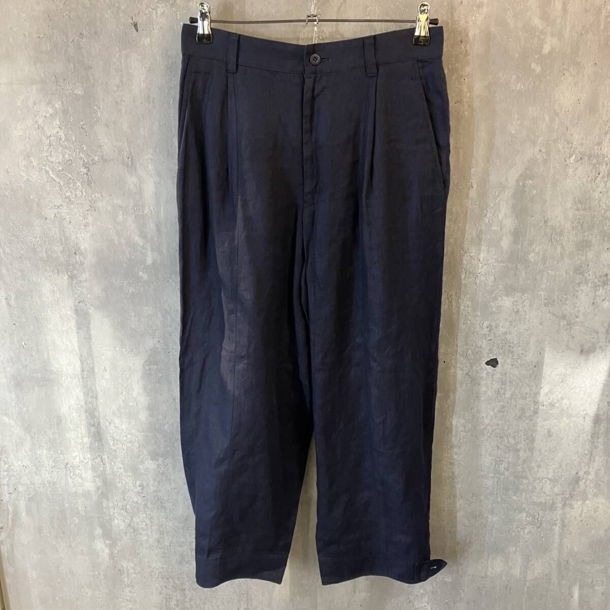 80-90 s ISSEY MIYAKE WIDE LINEN PANT サイズM ネイビー イッセイミヤケ