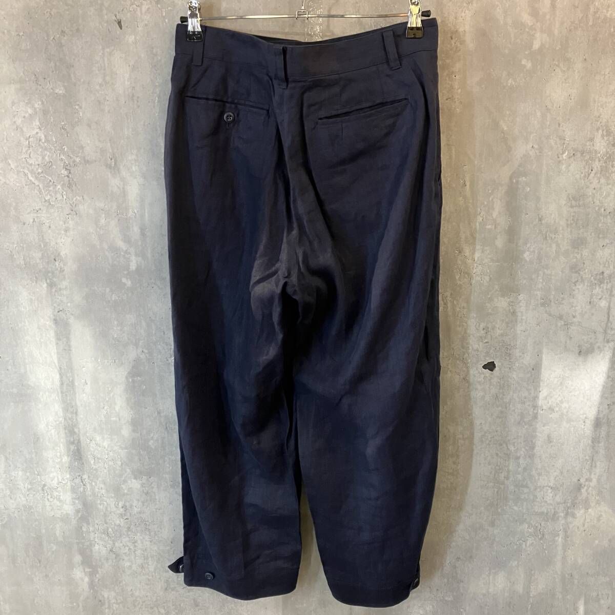 80 90 s ISSEY MIYAKE WIDE LINEN PANT サイズM ネイビー イッセイミヤケ