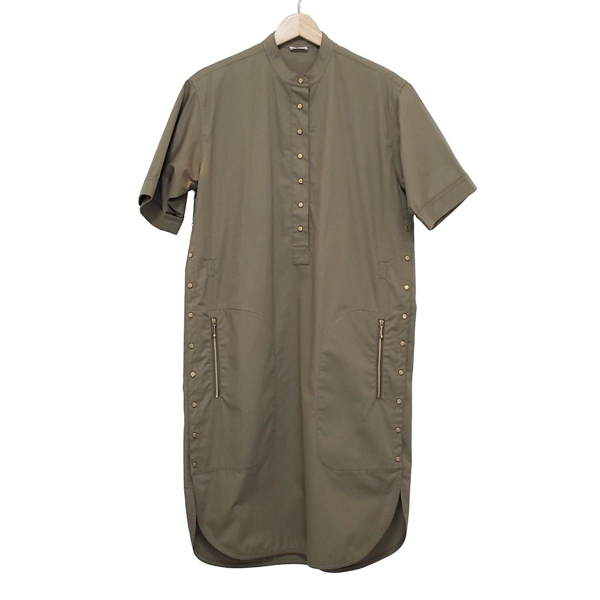 CELINE セリーヌ ワンピース サイズ38 M レディース カーキ 半袖 ひざ丈