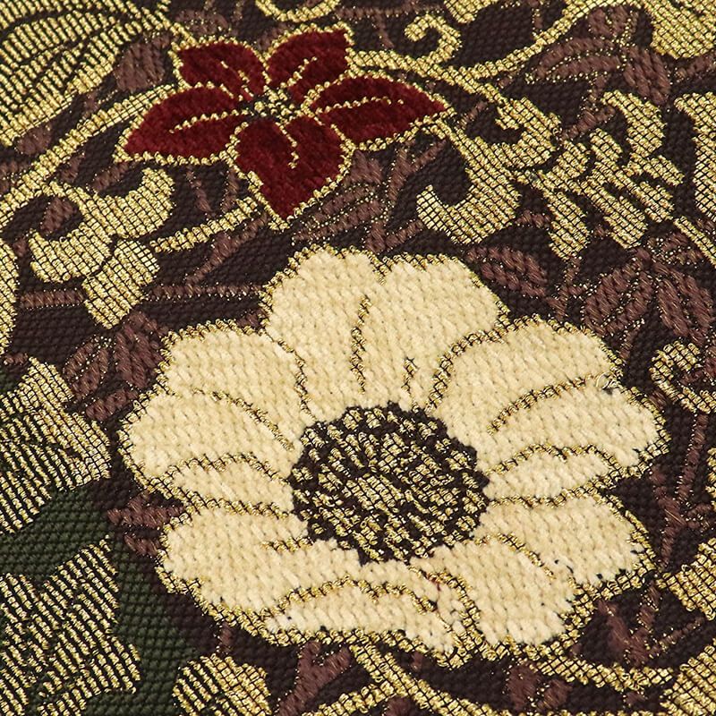 袋帯 フォーマル 正絹 六通柄 こげ茶 緑 金 金華山織 和奈織 花唐草