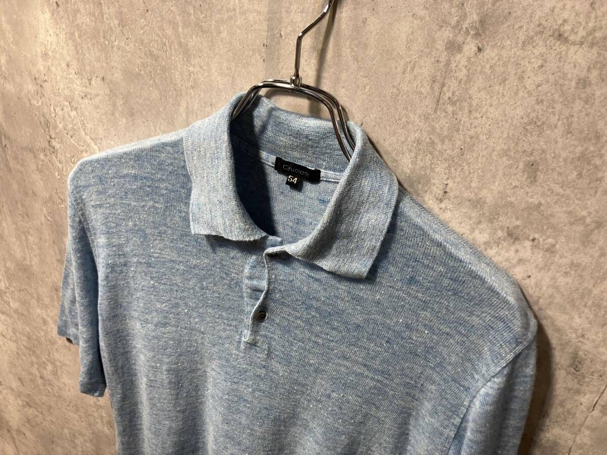 Cruciani ニットポロ 半袖ポロシャツ サイズ54 ライトブルー