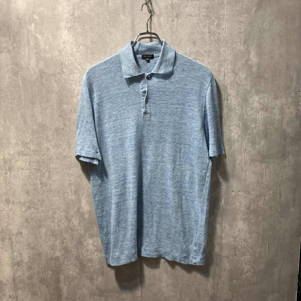 Cruciani ニットポロ 半袖ポロシャツ サイズ54 ライトブルー