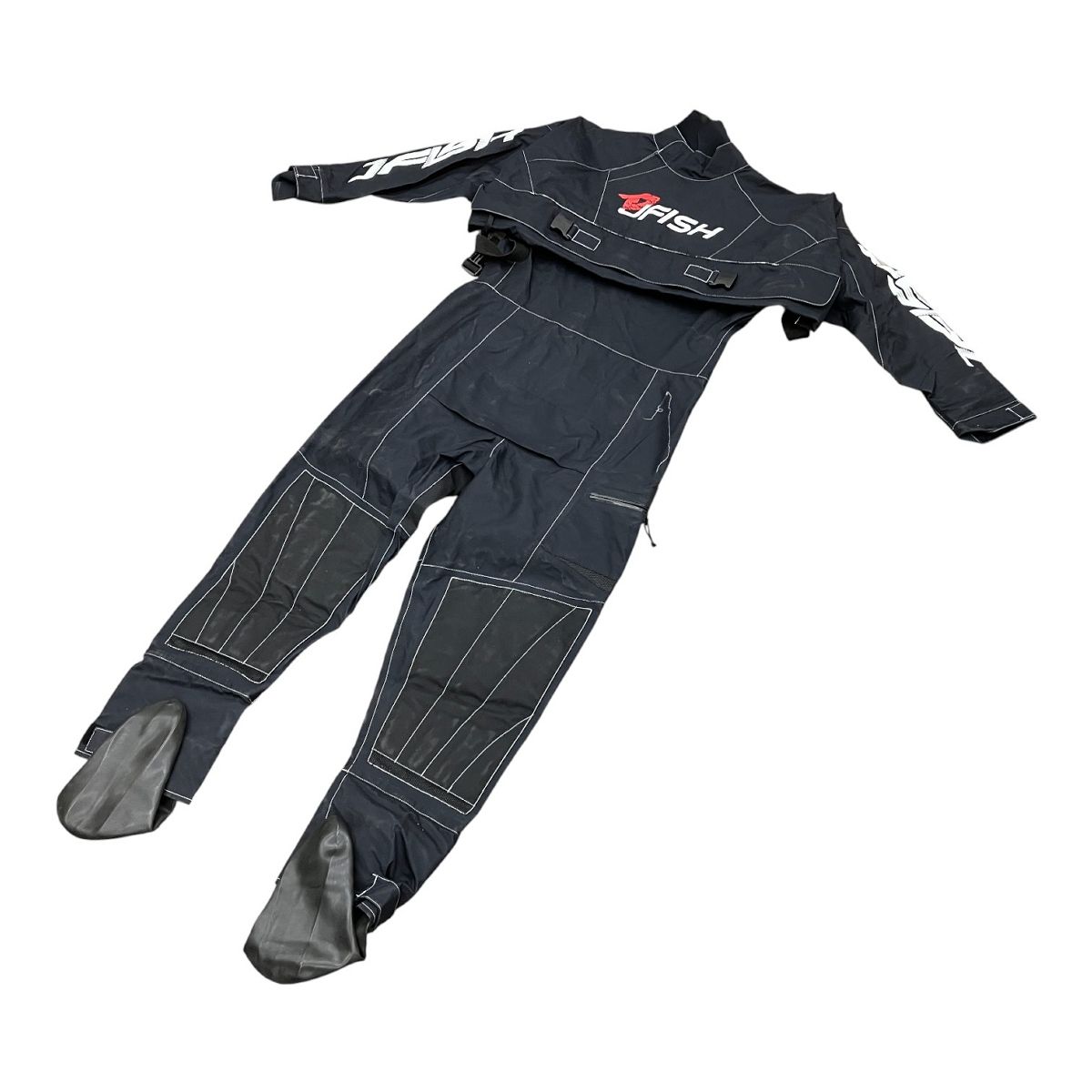 J-FISH ドライスーツ サイズL 小用ジッパー付きブラック ソックスタイプ