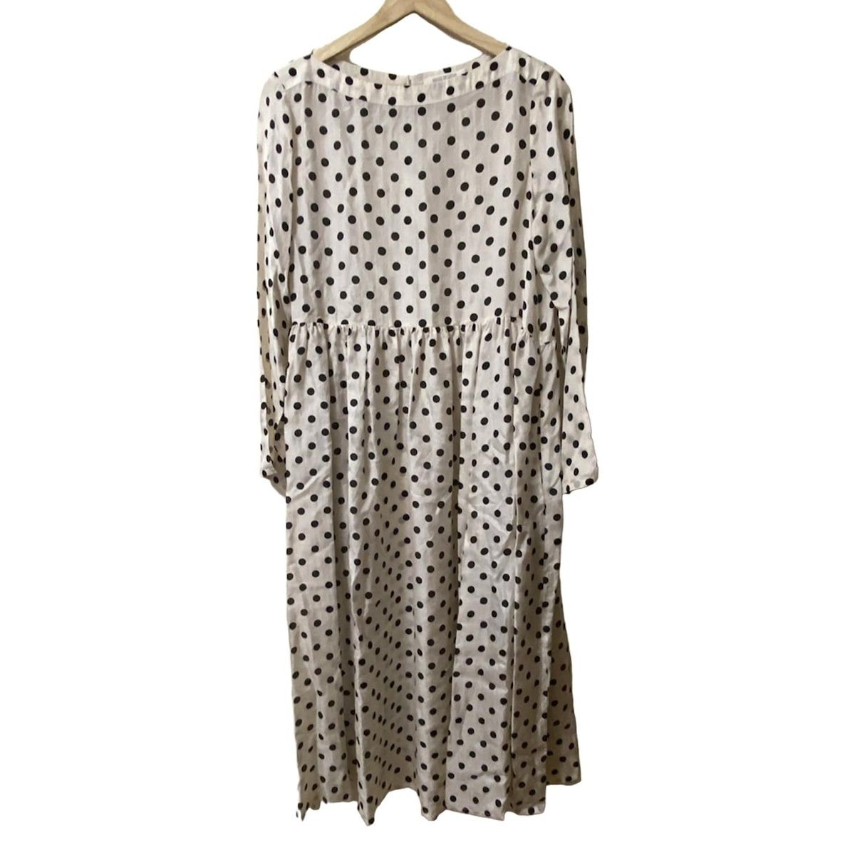 HOUSE OF LOTUS ハウス オブ ロータス ワンピース サイズS レディース - アイボリー×黒 Vネック 長袖 ロング シルク ドット柄