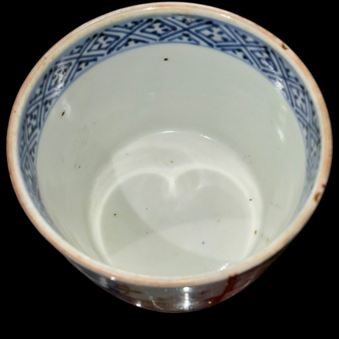 江戸後期 古伊万里色絵 蕎麦猪口 5客揃え 鶴松梅文 時代物 美品 お猪口