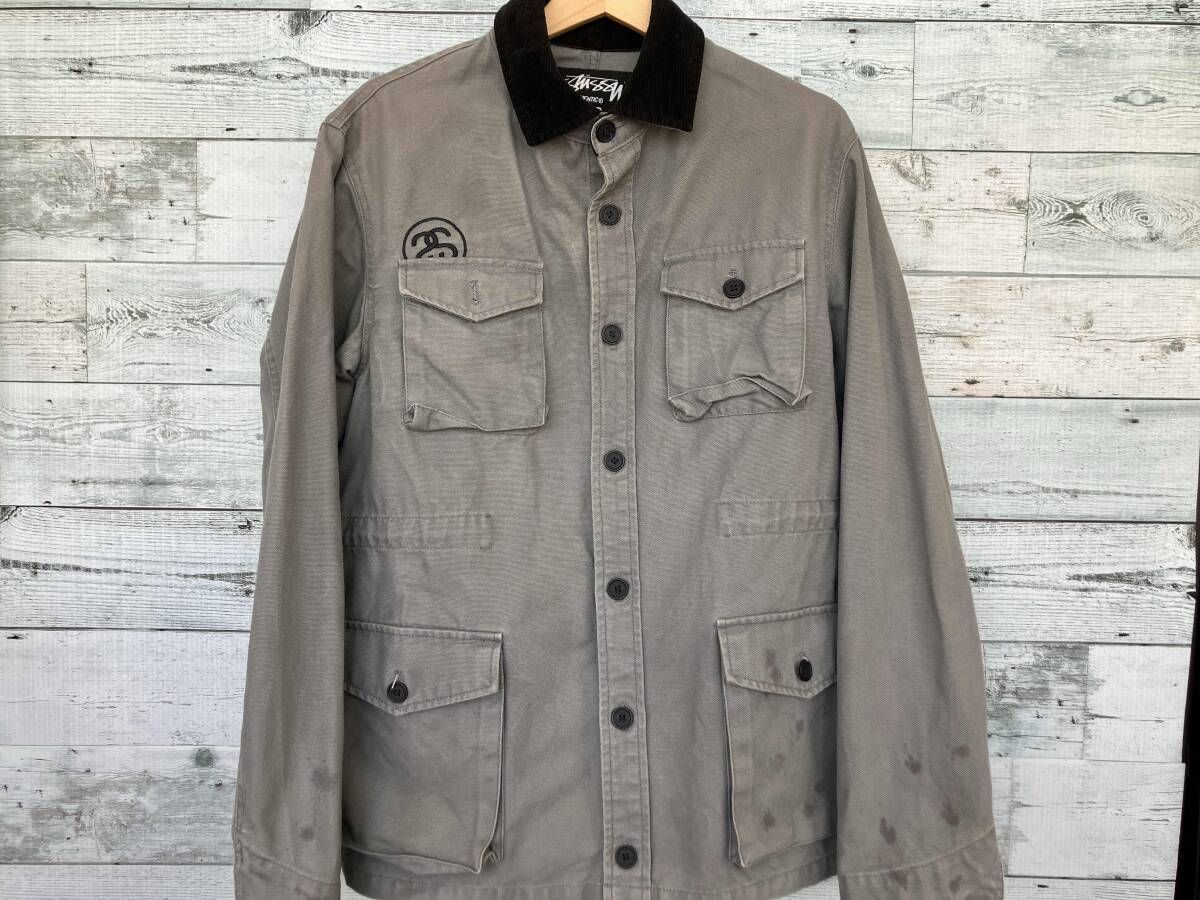 STUSSY ステューシー ダックカバーオール グレー Lサイズ 襟元コーデュロイ