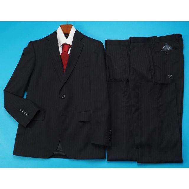 新品 大手百貨店扱い 秋冬総裏 ウール混ギャバジン ストライプ