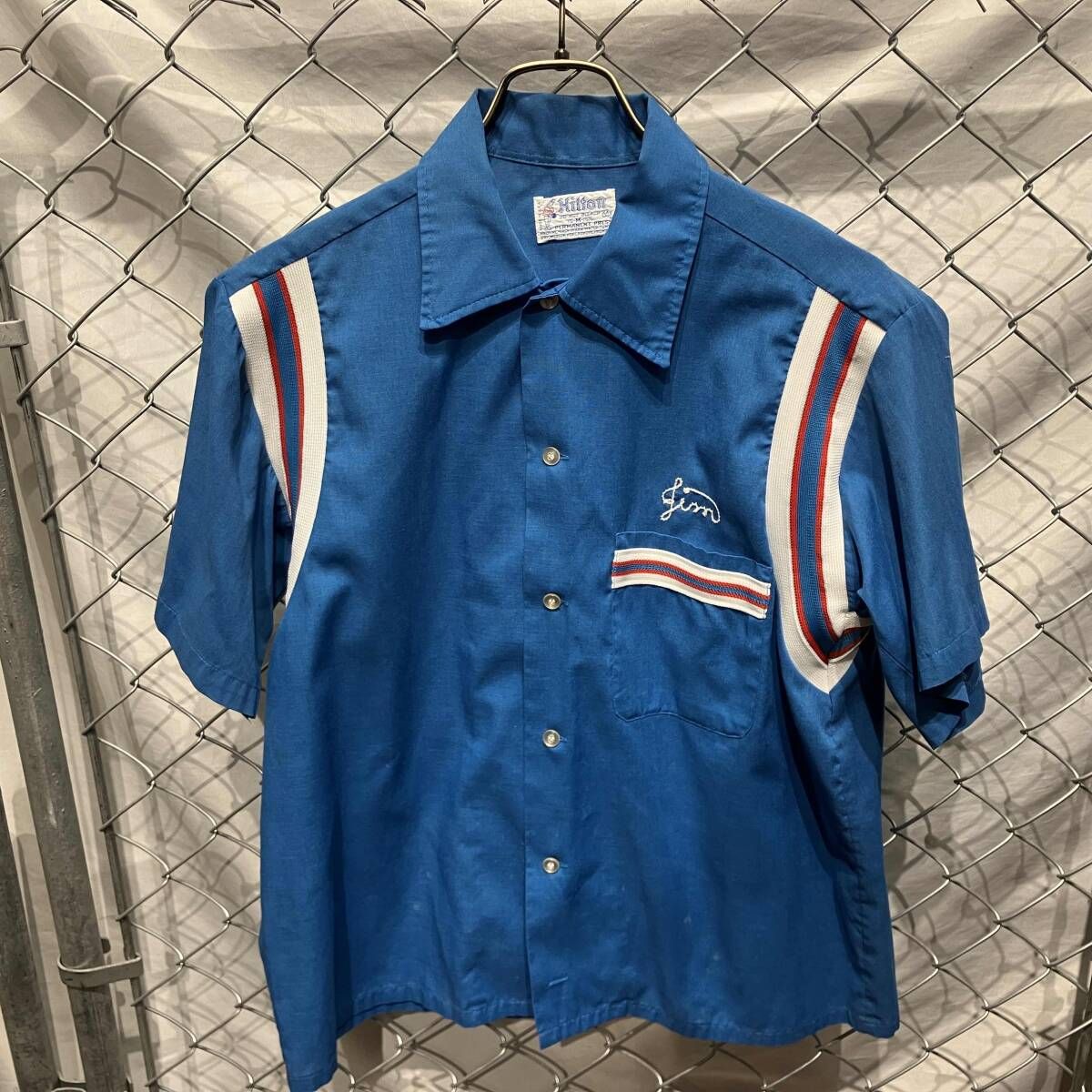 70 s Hilton ボーリングシャツ ブルー M ヒルトン