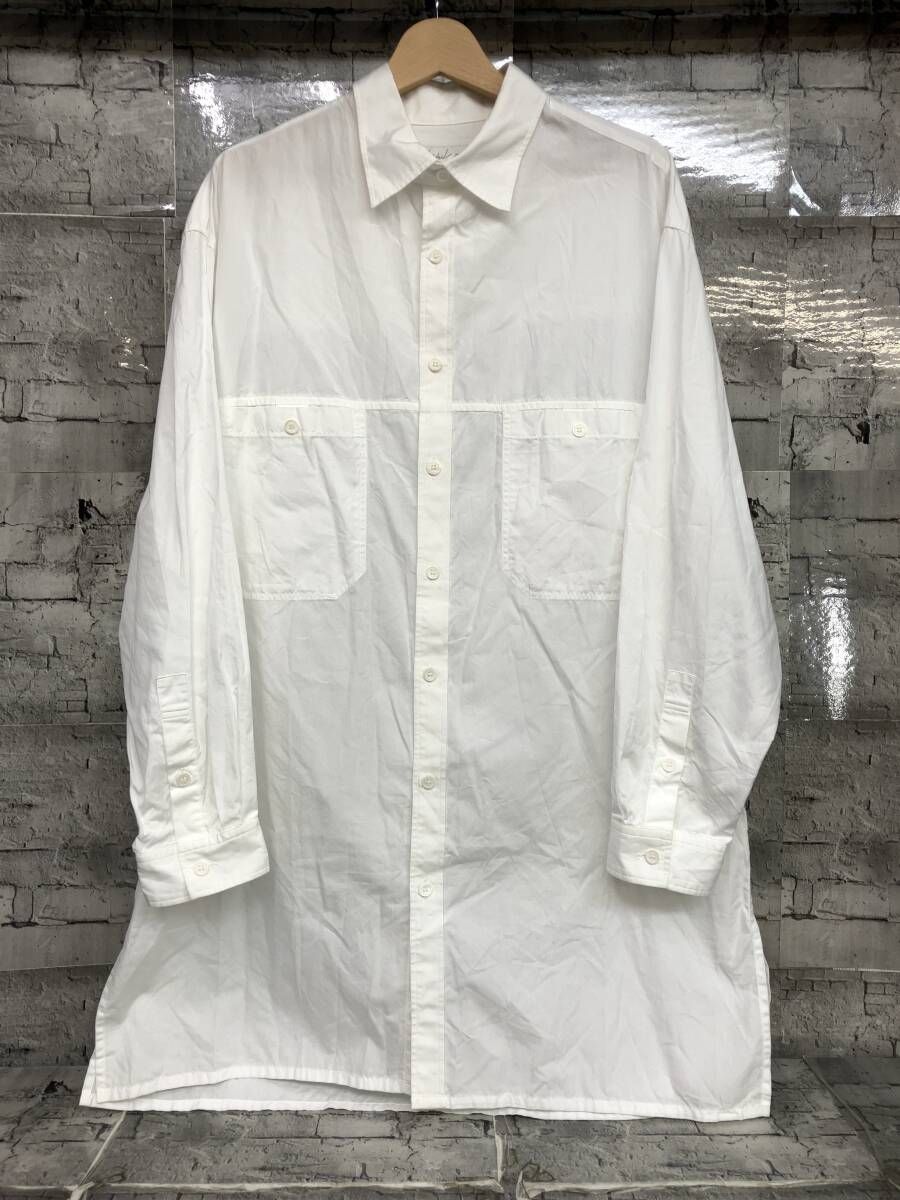 Yohji Yamamoto POUR HOMME ヨウジヤマモトプールオム 長袖シャツ ドレスシャツ ロング丈 HG-B30-029 サイズ3 ホワイト