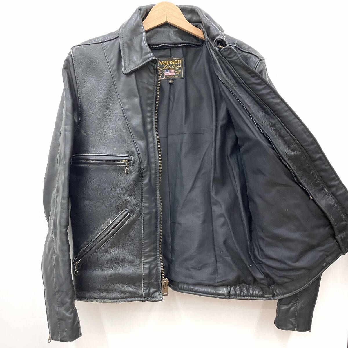 VANSON バンソン シングルライダース レザージャケット ブラック