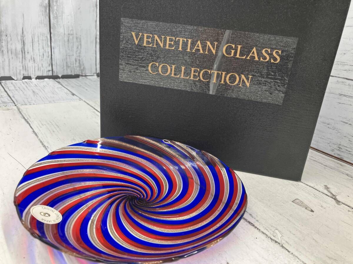 VENETIAN GLASS ベネチアングラス プレート 飾り皿 箱付き ヴェネチア