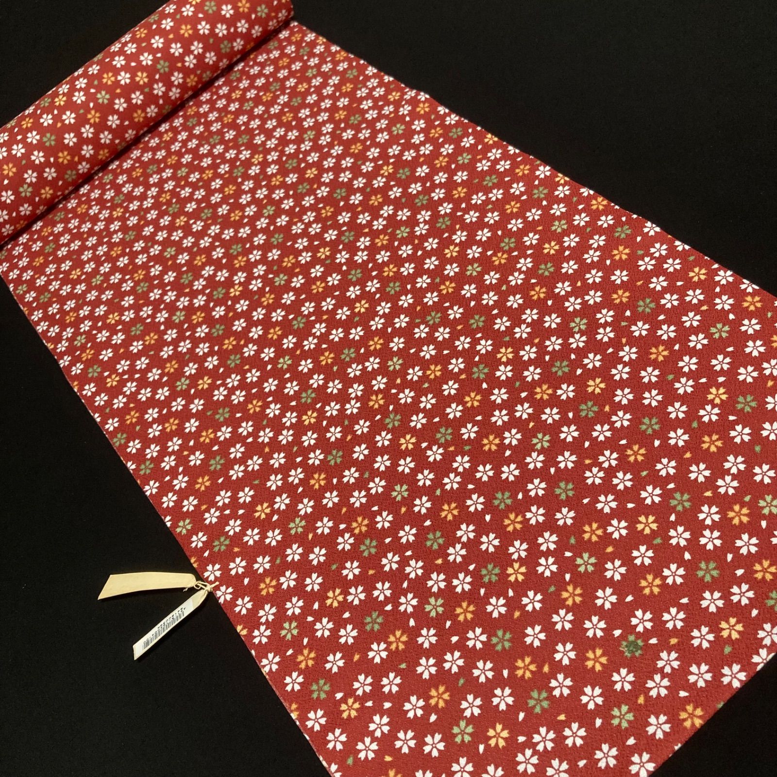 着物と帯オレンジ y119◾️割と綺麗なポリエステル化繊着尺反物5点